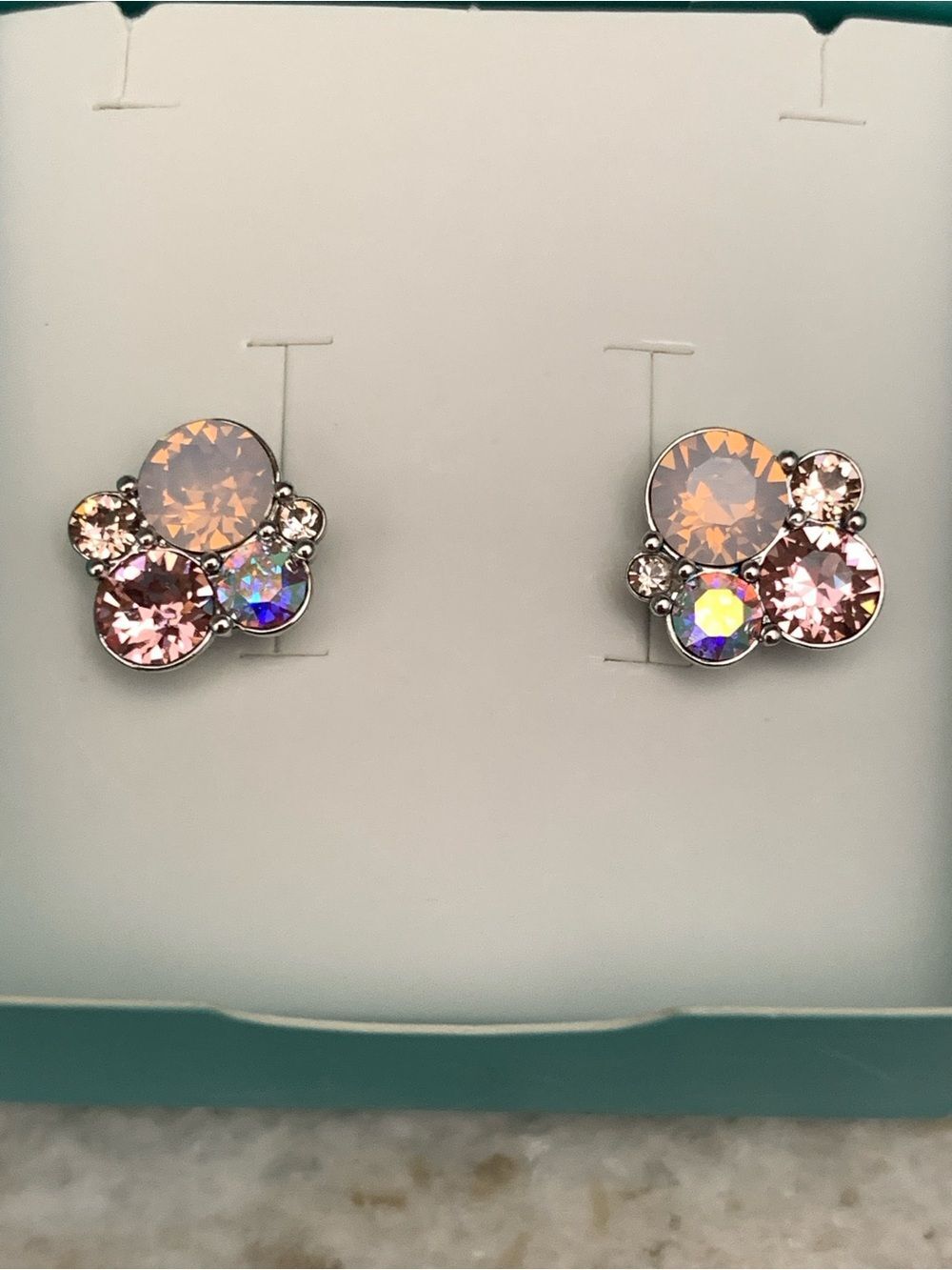 Origami Owl Stunning Pink Opal Crystal Earrings #summer